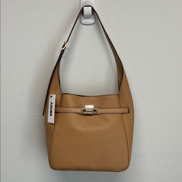 Donna Karen NY | Camel Pebbled Finish Shoulder Bag - Picture 1 of 13